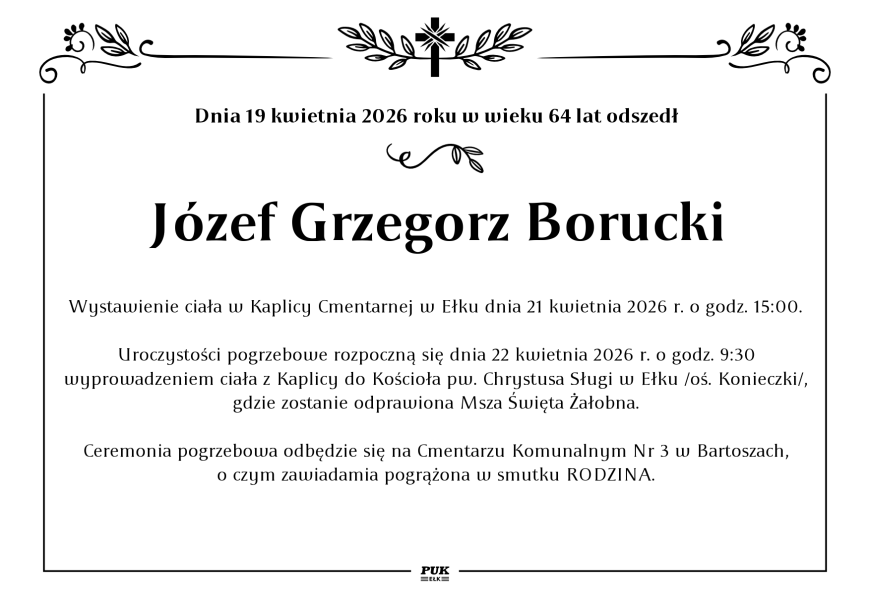 Józef Grzegorz Borucki - nekrolog
